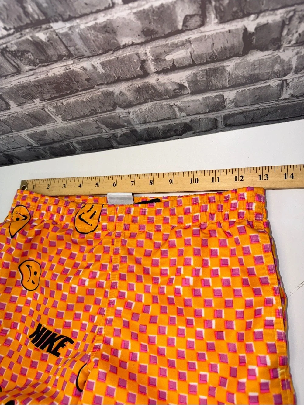 Nike Orange and Pink Smiley Checker‎ Swim Shorts
